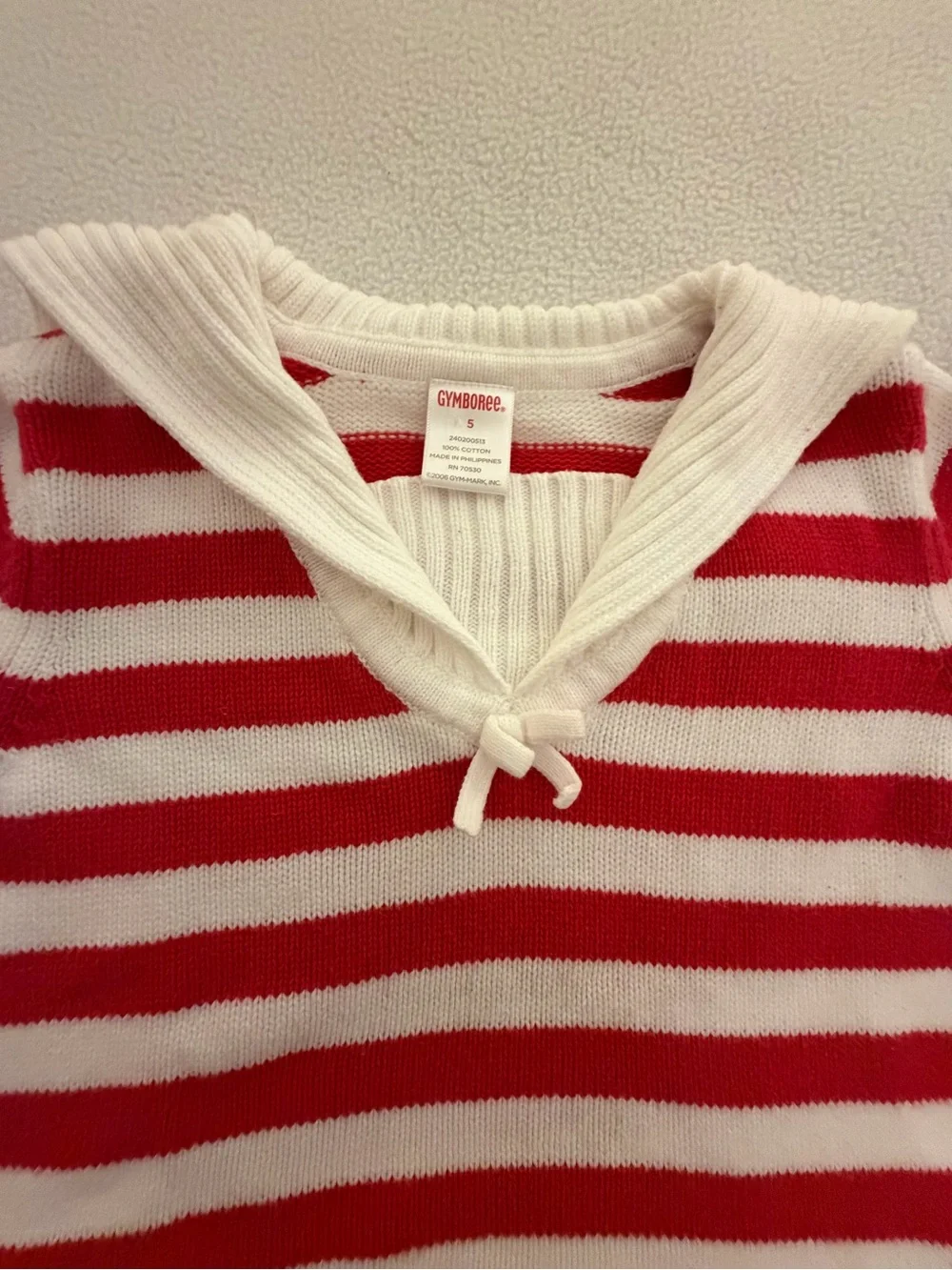 Gymboree Wish You Were Here Red & White Striped Nautical Collar Sweater